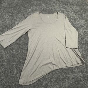 Eileen Fisher Women's Large 3/4 Sleeve Crew Neck Classic T-Shirt Top Gray *READ*